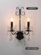 French Retro Crystal Wall Lamp, Light Luxury Bedroom Bedside Aisle Candle Lamp, Black Hotel Living Room Background Wall Lighting Fixtures