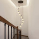 French-Style Staircase Light with Lily of the Valley Flowers, Rotating Chandelier, American Retro Villa, High-End Lobby Lighting