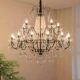 French-Style Villa Duplex Staircase Chandelier, Light Luxury Retro Black Crystal Candle Lamp, Vintage Hall Open-Air Living Room Lamp