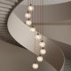 French-Style Staircase Light, Rotating Duplex Chandelier, American Retro Style Villa Light Luxury Glass Suspended Hall Lighting Fixtures