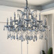 French Crystal Chandelier Living Room Lamp Blue Romantic Candle Retro Bedroom Dining Room Lamp Designer Art High-End
