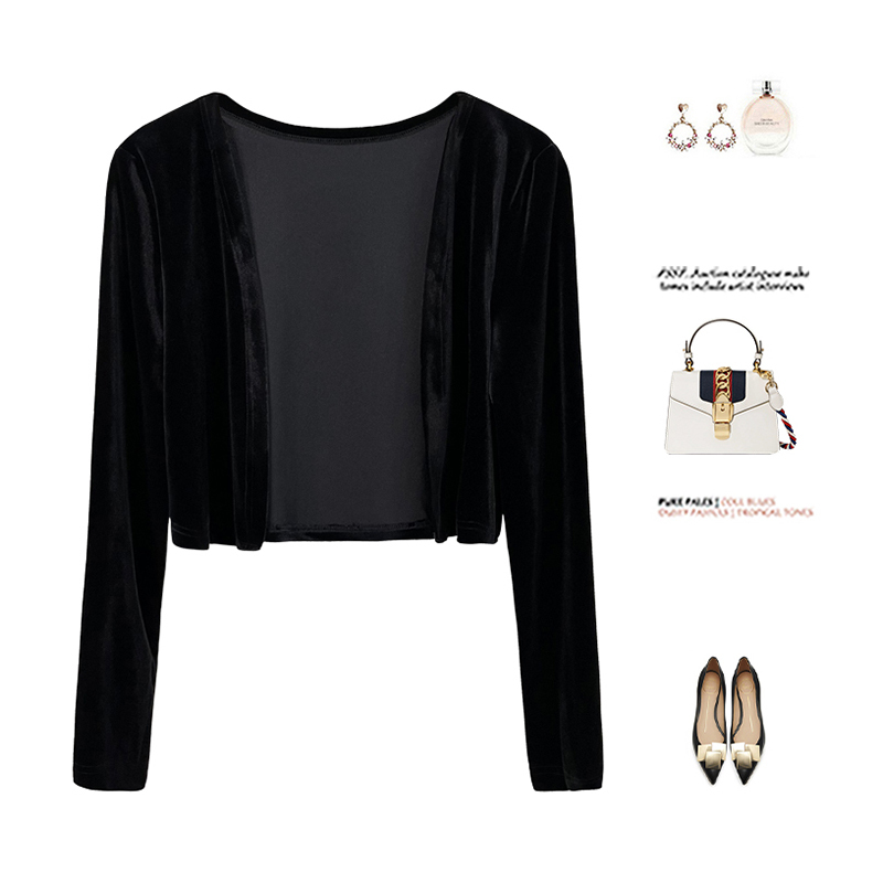 Velvet Women's Top 2026 Autumn and Winter New Style Shawl Camisole Outerwear Gold Velvet Versatile Ice Silk Cardigan Short Jacket