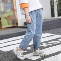 Childrens pants spring autumn style 2022 boy jeans autumn clothing new baby pants fall swarm with small feet of pants