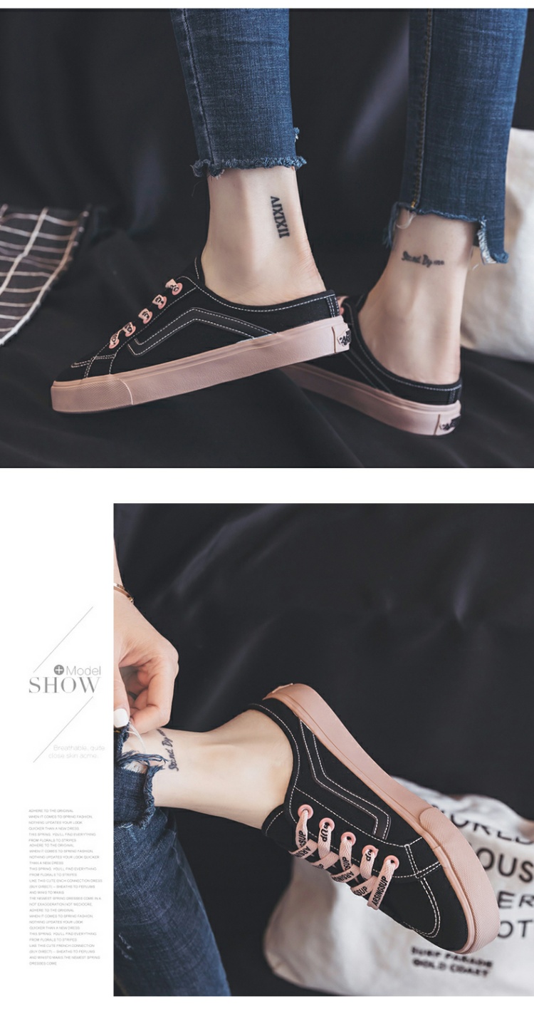 Mùa hè 2018 giày vải mới nữ giày trắng Harajuku ulzzang Sinh viên Hàn Quốc hoang dã không có nửa gót kéo giày yonex chính hãng