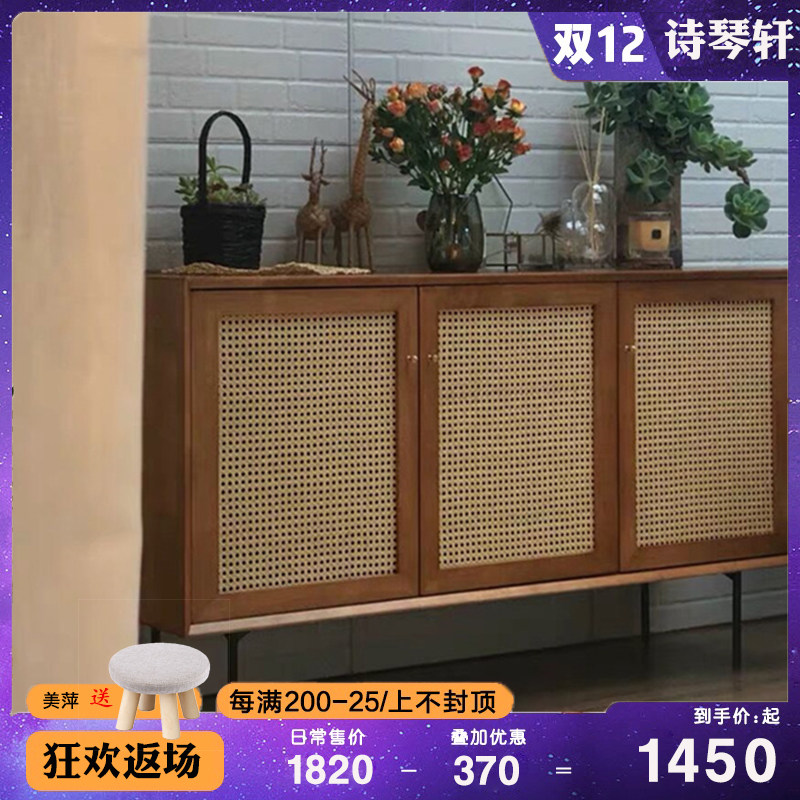 Japanese-style Fuji Dining Side Cabinet Living Room Tea Waterroom Storage Cabinet Northern European Solid Wood Foyer