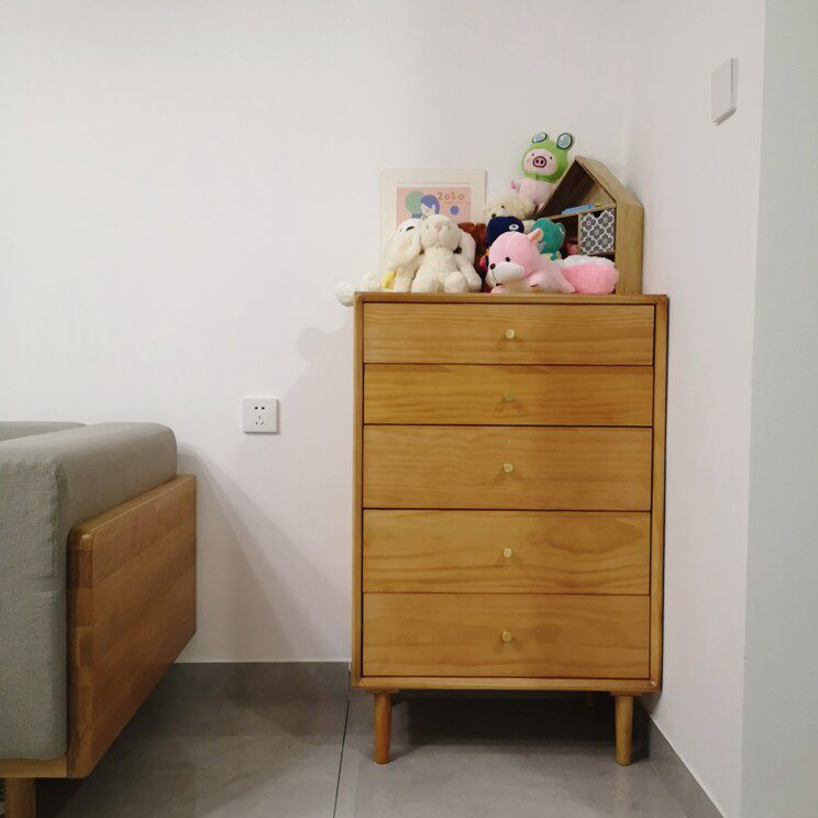 Nordic solid wood chest of drawers simple modern living room storage cabinet bedroom Japanese-style storage cabinet porch cabinet drawer bedroom
