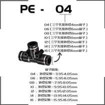 Pneumatic PEG04 6 8 10 12mm-variable 4 6 8 10 fast insertion tube T-joint with reduced diameter