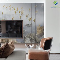 Landscape art embossed glass Changhong new Chinese background wall porch TV wall screen custom tempered sofa Wall