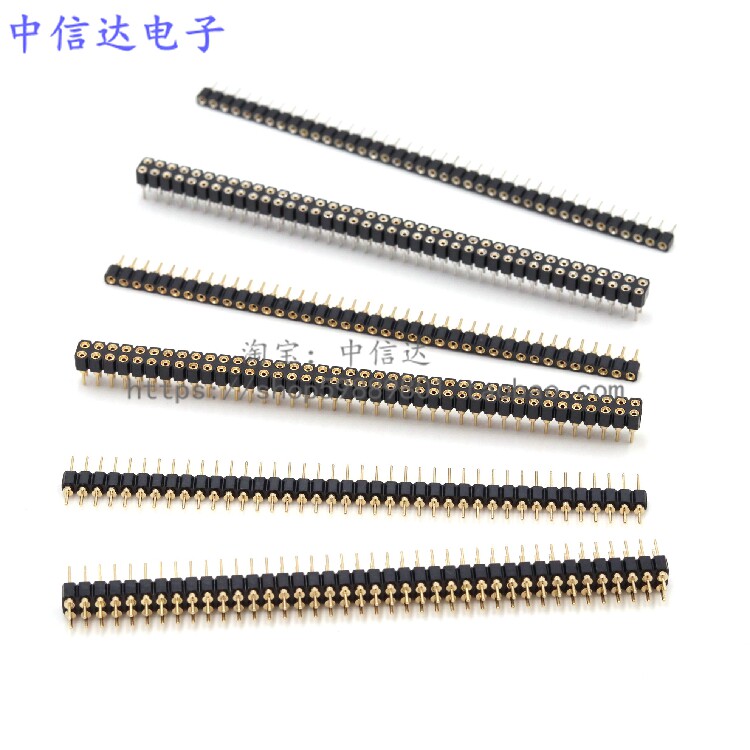 Round hole row-pin platoon mother 2 54mm plate end 1*40P 2 * 40P single row double-row tinted gilded round needle
