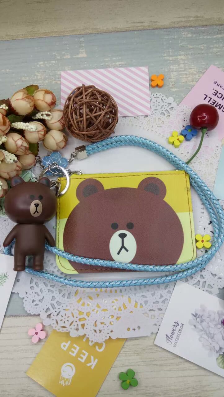 Hàn Quốc Gấu nâu Kenny Rabbit Doll Keychain Bus Bus Đặt thẻ Rice Rice IC Coin Purse Ba chứng nhận bao đựng thẻ học sinh