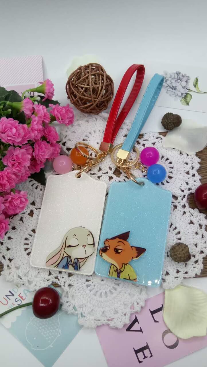 Bộ thẻ xe buýt động vật điên acrylic ba chiều Keychain Móc khóa thẻ sinh viên Thẻ truy cập ID Thẻ đặt thẻ IC ví đựng thẻ nam