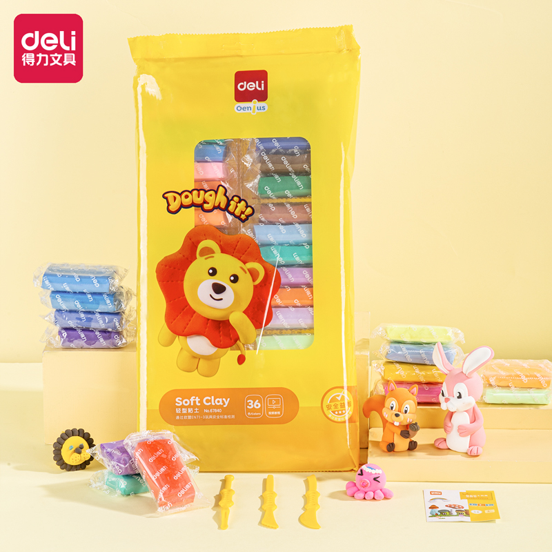Full 25 Deli Ultra Light Soil 24 Color Non-toxic Plasticine 36 Color White Supplementary Clay Children's Toys