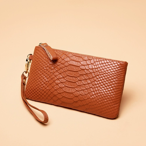 Бумажник, длинная сумка через плечо, ультратонкая маленькая сумка клатч, кожаный мобильный телефон с молнией, из натуральной кожи, коллекция 2021, городской стиль, крокодиловый принт