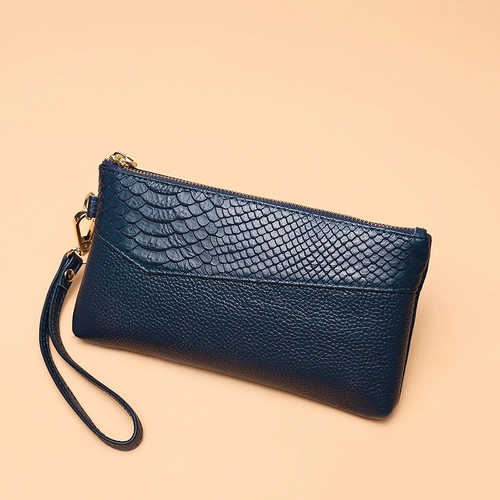 Бумажник, длинная сумка через плечо, цепочка с молнией, кожаная модная маленькая сумка клатч, крокодиловый принт, из натуральной кожи, воловья кожа, новая коллекция