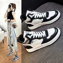 High - gang shoes female leather skin sneakers casual shoes ulzzang likewise fashion tide shoes 2021 autumn and winter