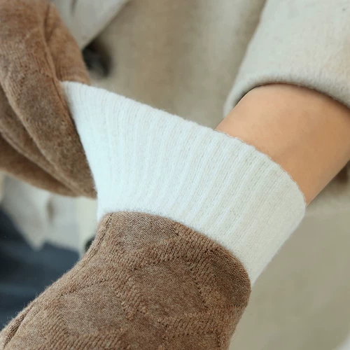 Зимние перчатки, милый удерживающий тепло флисовый ветрозащитный зимний кашемировый комплект