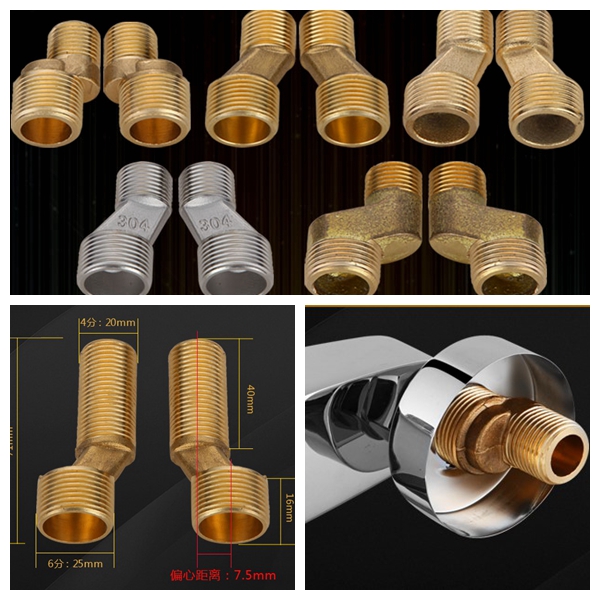 Water mixing valve tap bending foot joint copper treefoot eccentric screw corner shower shower head widening lengthening accessories