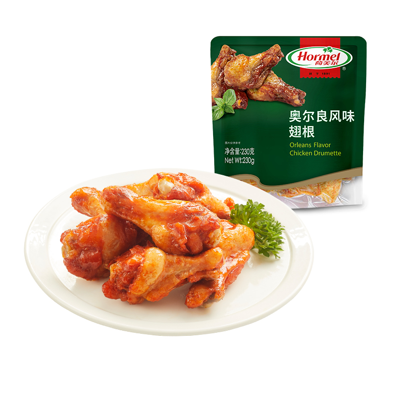 Hormel 荷美尔 微波速食经典奥尔良鸡翅根 230gx2袋+赠图林根风味香肠500g