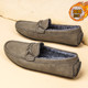 Light luxury cowhide bean shoes for men, winter velvet casual leather shoes, warm cotton shoes, lazy driving loafers