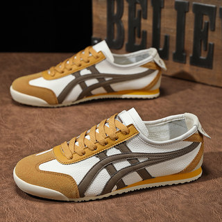 Men's Winter Genuine Leather Retro Orange German Training Leather Shoes, Sports Casual Sneakers, Soft-Soled Trendy Brand Agan Canvas Trendy Shoes