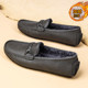 Light luxury cowhide bean shoes for men, winter velvet casual leather shoes, warm cotton shoes, lazy driving loafers