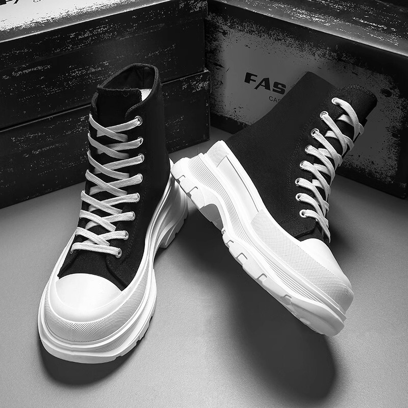 Summer High-Top Canvas Shoes for Men, Summer Trendy Versatile Platform Sneakers, Student Cloth Shoes, Sports Casual Trendy Shoes