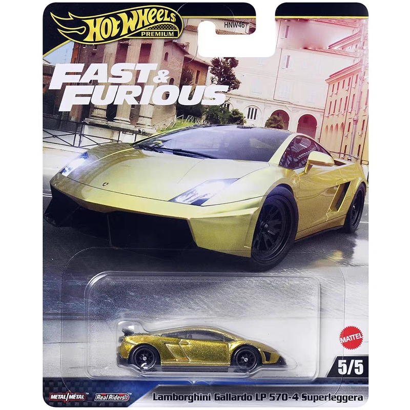 Hot Wheels Fast and Furious Lamborghini Gallardo Lp570-4 Lightweight Alloy Sports Car with Metal Base and Rubber Tires