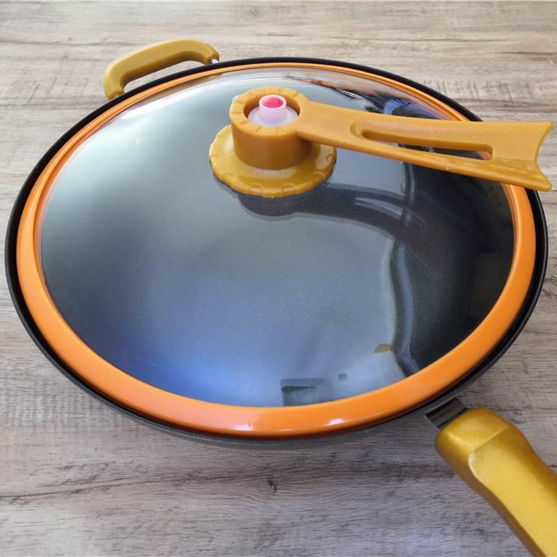 Micro-Pressure Vacuum Pot Lid with Stand-Up Handle, Pressure Valve, Sealing Ring, Stew Pot Lid, Cooking Tempered Glass Lid, Universal Accessories