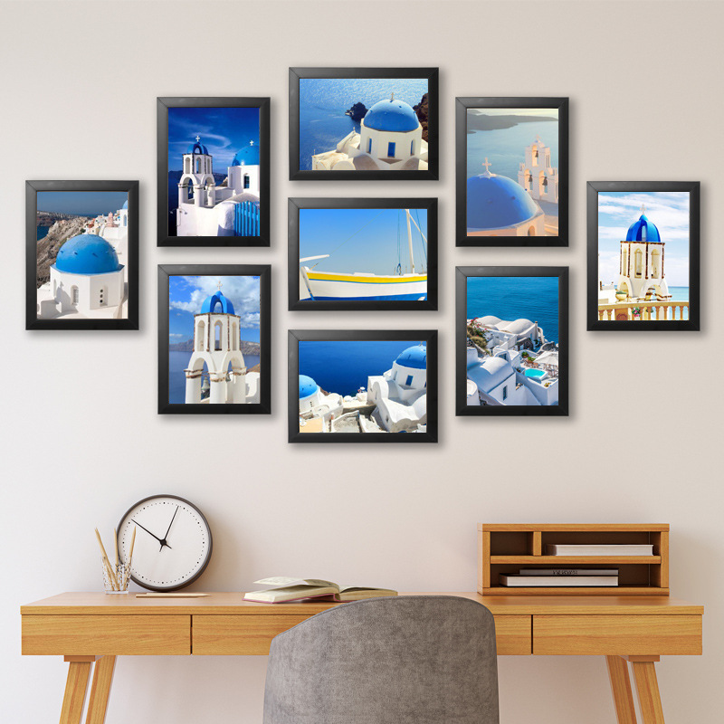 Direct Sale of Luxury Gold Nine-Frame Photo Wall Set with 7inch Photo Frames, Suitable for Photo Studio Event Gifts