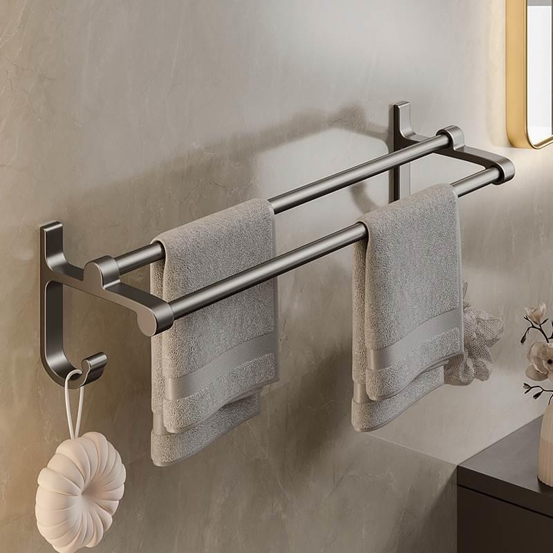 No-Drill Towel Rack Bathroom Towel Rack Hook Bathroom Hanging Rack Toilet Towel Bar Hanging Rod Wall-Mounted Storage Rack