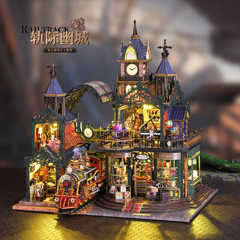 Trajectory Ghost City Wooden Handmade DIY Cabin 3D Stereo Assembly Model Miniature Scene Creative Birthday Gift