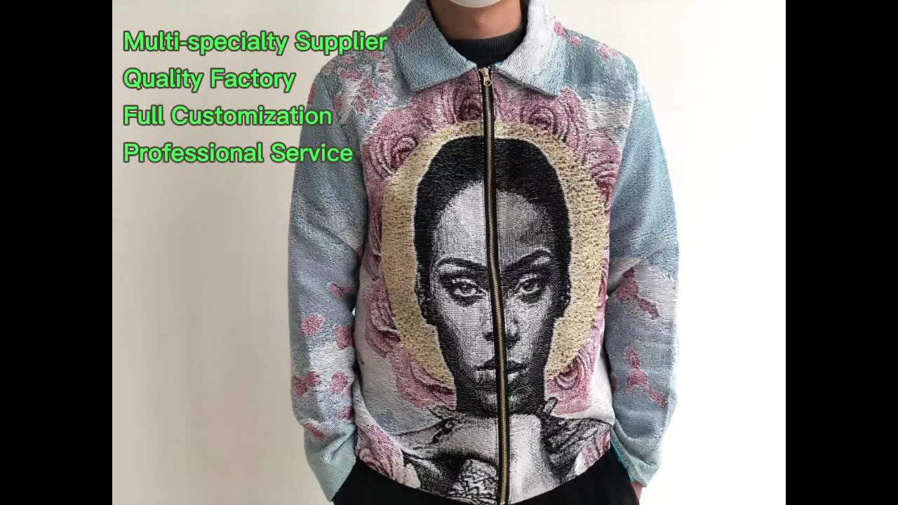 Streetwear Tapestry Jacket Custom Clothing Blanket Jacquard Satin Lined