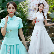 Mới cơ thể xây dựng được cải thiện Tang váy áo sườn xám hai mảnh bộ thời trang retro kiểu Trung Quốc Han quần áo cho thấy quần áo làm việc quần áo bảo hộ