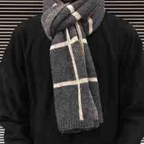 Plaid scarf Mens winter hair line knit Korean version bf 100 hitch a brief stay warm windproof mens trend personality round neck