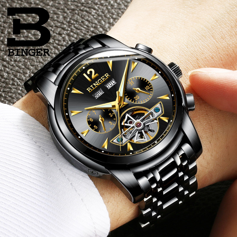 Bingo X Tourbillon Watches Men's Meters Men's Watch Men's Meter Brand Hollowed-out Fully Automatic Waterproof Luminous Fine Steel Band
