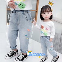 Girls jeans spring 2021 new foreign style 1-3 years old and a half children baby pants spring and autumn 2 children trousers women