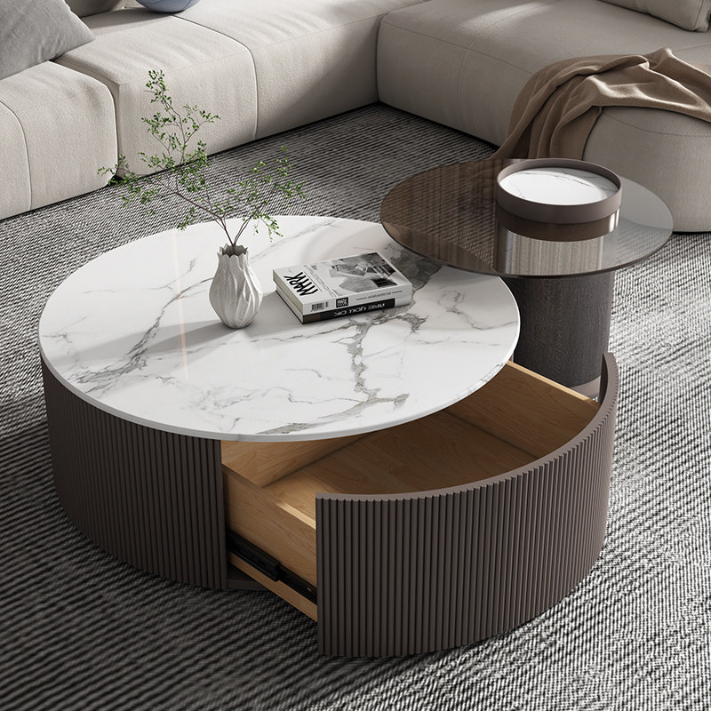Minimalist modern light lavish tea table minimalist rock plate round tea table size round combined coffee table designer furniture