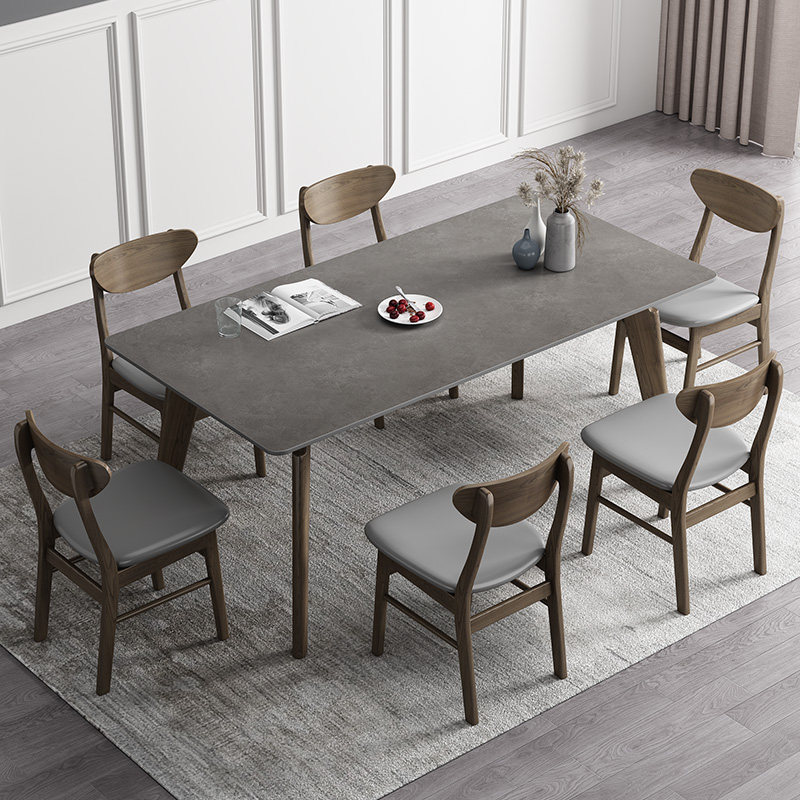 Italian imported slate dining table Nordic light luxury solid wood dining table simple modern household small apartment dining table and chair combination
