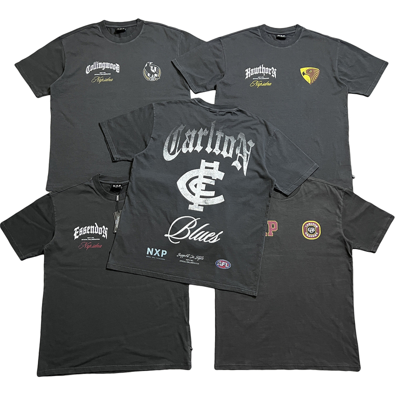 Exported to Foreign Countries Nxp Co-Branded Afl Australian Football Pure Cotton Printed Short-Sleeved Casual Sports Trendy Large Size T-Shirt