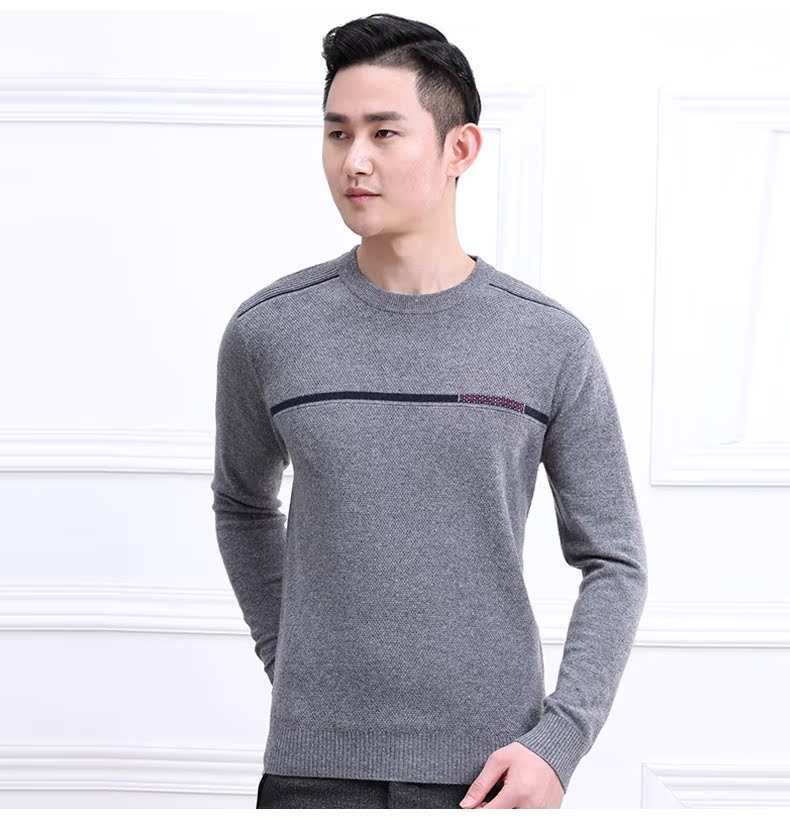 Superyang Dingji cừu 18 mới mùa đông vòng cổ áo thun thời trang đáy người đàn ông áo len cashmere áo len