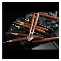 Rui chalk knife Small rose pattern pen knife Handmade leather curve detail leather pen knife