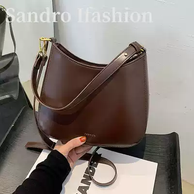 French Sandro Ifashion small bag fashion retro messenger women's bag wild shoulder bucket bag soft leather