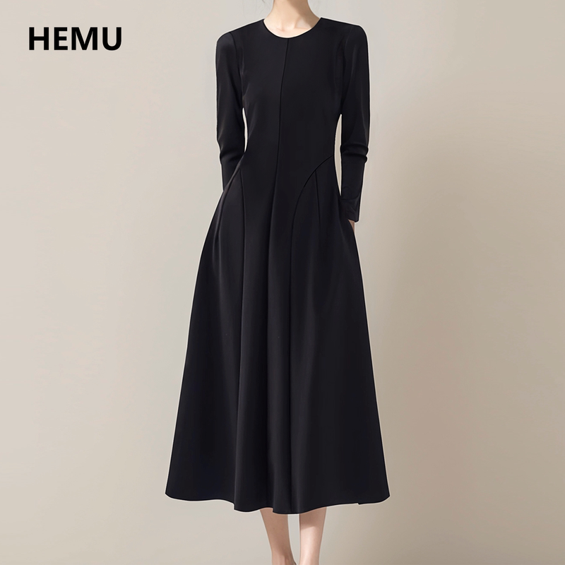 Hepburn-Style Dress for Women, French Long-Sleeved Little Black Dress, Banquet Dress, Long Dress with Coat Underneath, High-End Feel for Early Autumn Hepburn-Style Dress for Women, French Long-Sleeved Little Black Dress, Banquet Dress, Long Dress with Coat Underneath, High-End Feel for Early Autumn
