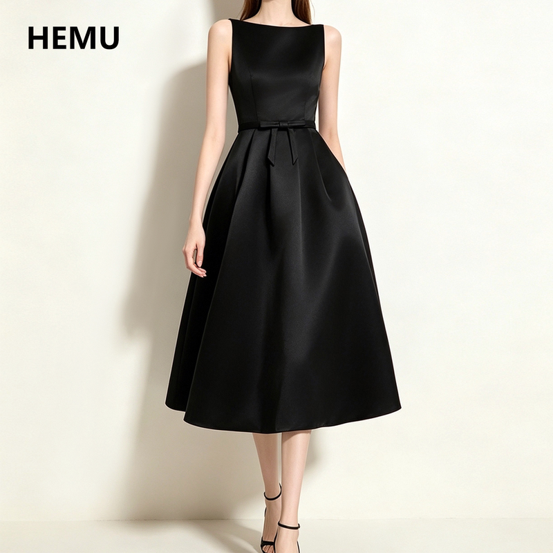 Hepburn Style Dress for Women, French Sleeveless High-Waisted Princess Tutu Dress, Elegant Long Dress, Little Black Dress for Autumn and Summer Hepburn Style Dress for Women, French Sleeveless High-Waisted Princess Tutu Dress, Elegant Long Dress, Little Black Dress for Autumn and Summer