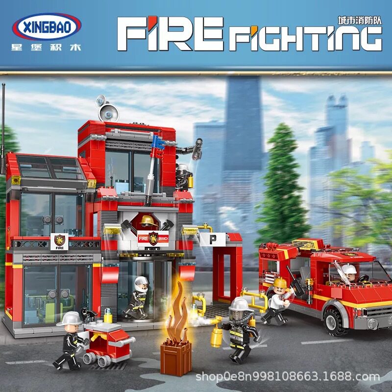 14006 The sixth fire brigade assembles small particle building blocks city fire toys