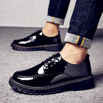 2022 New mens shoes paint bright panel shoes and Korean trend Martin mirror skin shoes retro - hundred men tide shoes