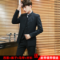 Zhongshan suit suit suit suit male Chinese groom groomsman wedding dress youth casual suit five sets