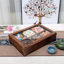 Solid wood dried fruit box with lid living room household dried fruit plate nut plate creative melon seed snack candy box storage
