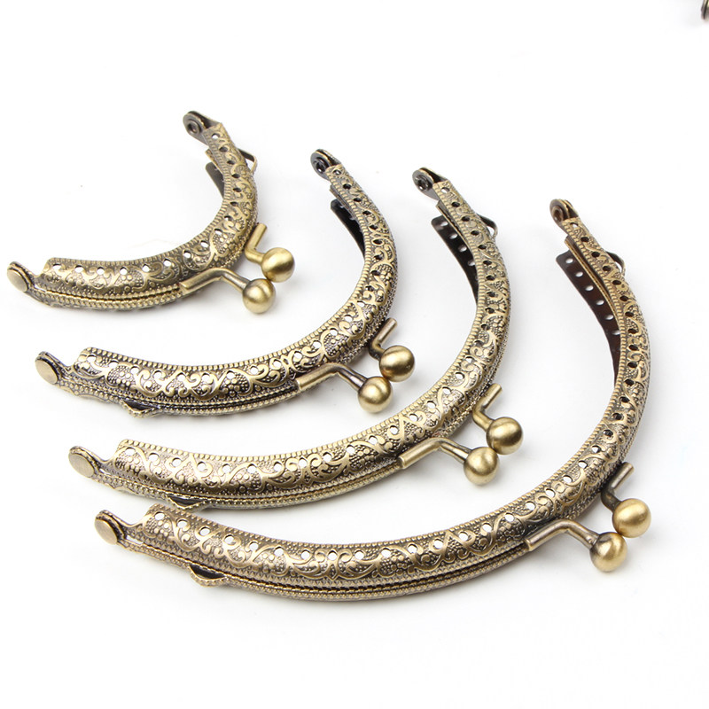 DIY手作りバッグアクセサリー：シルバーの四角い留め金素材アクセサリー、ハンドバッグ用の半円形アンティークブロンズヴィンテージ留め金ハンドル。