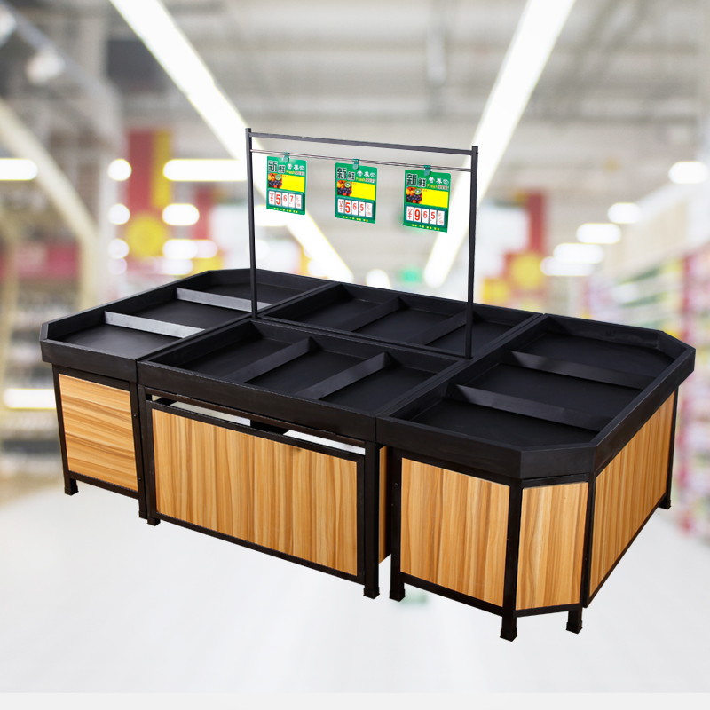 Double-layer wooden fruit shelf fruit and vegetable rack fruits and vegetables rack Super market shelves Vegetable Racks Multifunction Water Fruit Shop Display Shelves
